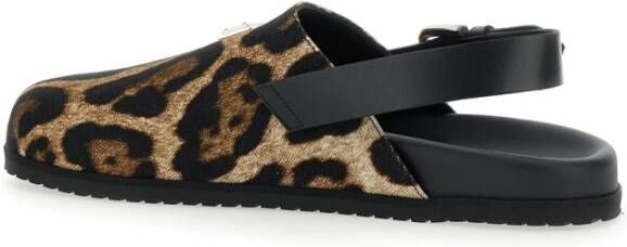 Dolce & Gabbana Leopard Motief Bruine Sandalen met Logo Brown Heren