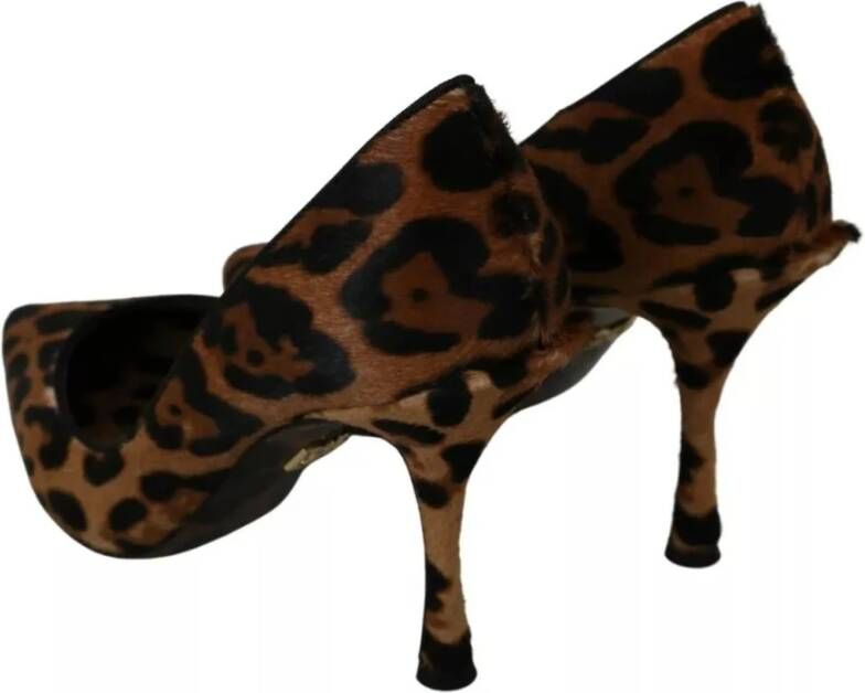 Dolce & Gabbana Leopard Pony Hair Heels Pumps Brown Dames