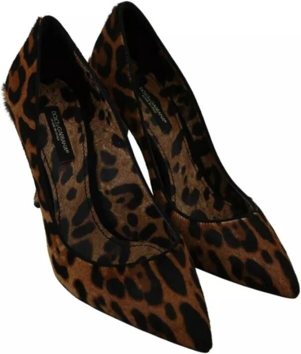 Dolce & Gabbana Leopard Pony Hair Heels Pumps Brown Dames