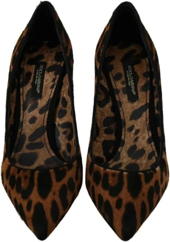 Dolce & Gabbana Leopard Pony Hair Heels Pumps Brown Dames