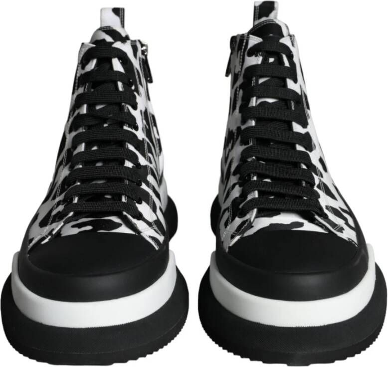 Dolce & Gabbana Leopard Print High Top Sneakers Black Heren