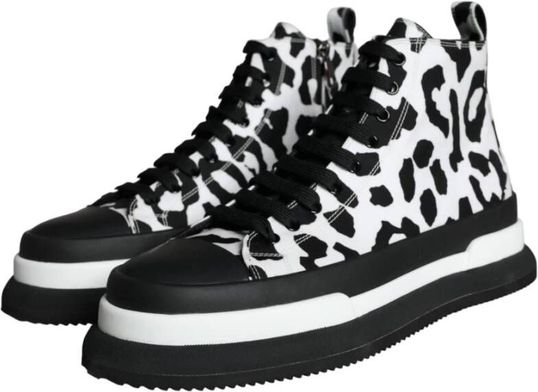 Dolce & Gabbana Leopard Print High Top Sneakers Black Heren