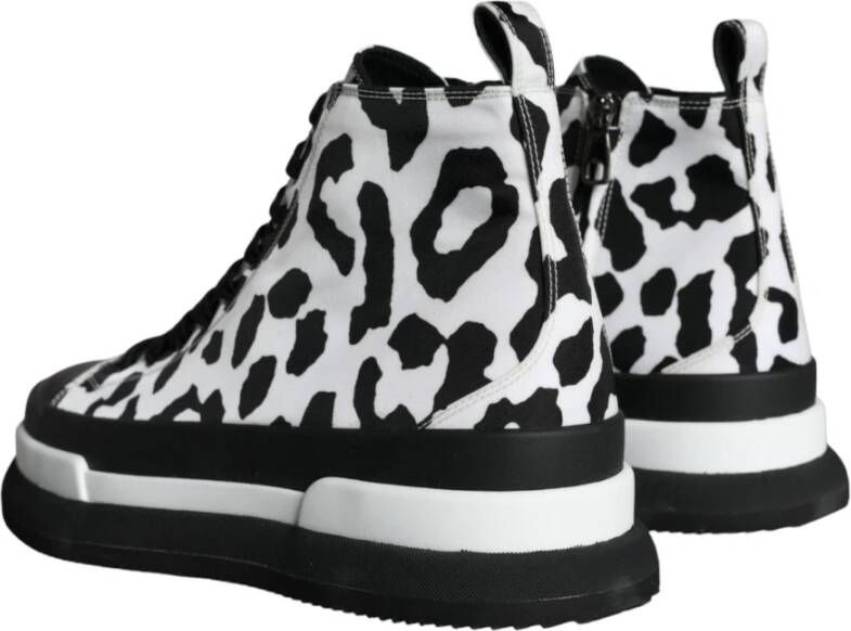 Dolce & Gabbana Leopard Print High Top Sneakers Black Heren