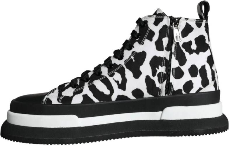 Dolce & Gabbana Leopard Print High Top Sneakers Black Heren