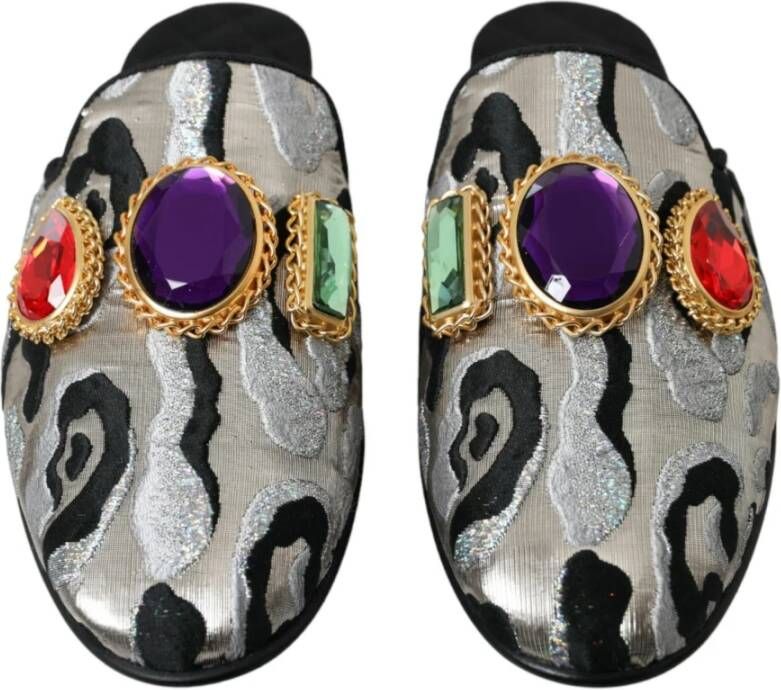 Dolce & Gabbana Leopard Print Silk Mules Multicolor Dames