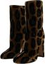 Dolce & Gabbana Bruine Giraffe Leren Mid Calf Laarzen Brown Dames - Thumbnail 3