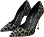 Dolce & Gabbana Leopard Print Velvet Décolleté Schoenen Gray Dames - Thumbnail 3