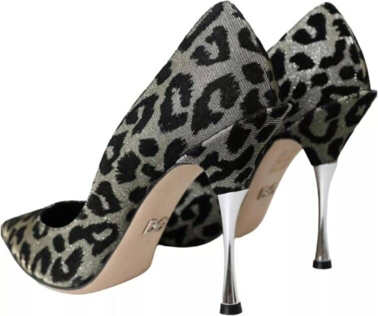 Dolce & Gabbana Leopard Print Velvet Décolleté Schoenen Gray Dames