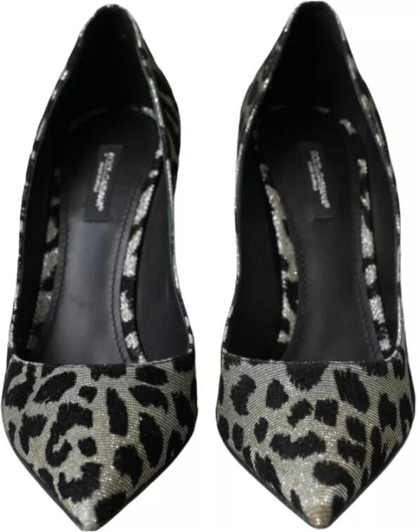 Dolce & Gabbana Leopard Print Velvet Décolleté Schoenen Gray Dames