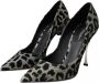 Dolce & Gabbana Leopard Print Velvet Décolleté Schoenen Gray Dames - Thumbnail 8