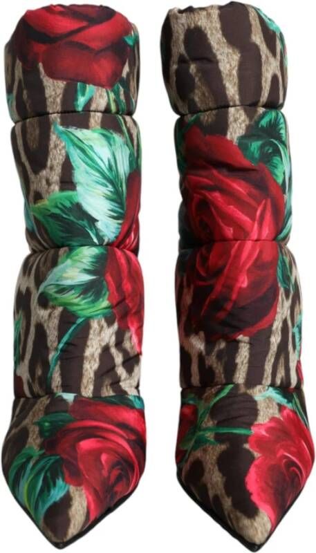 Dolce & Gabbana Leopard Rose Mid Calf Laarzen Multicolor Dames