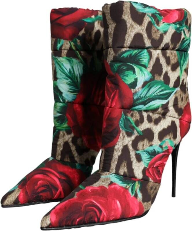 Dolce & Gabbana Leopard Rose Mid Calf Laarzen Multicolor Dames