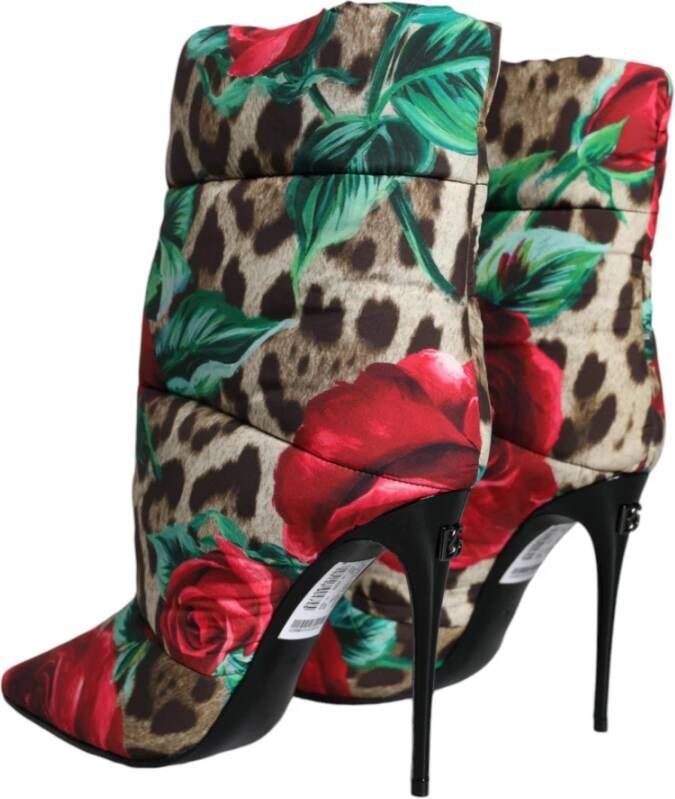 Dolce & Gabbana Leopard Rose Mid Calf Laarzen Multicolor Dames