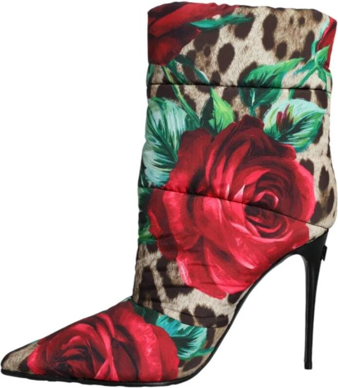 Dolce & Gabbana Leopard Rose Mid Calf Laarzen Multicolor Dames