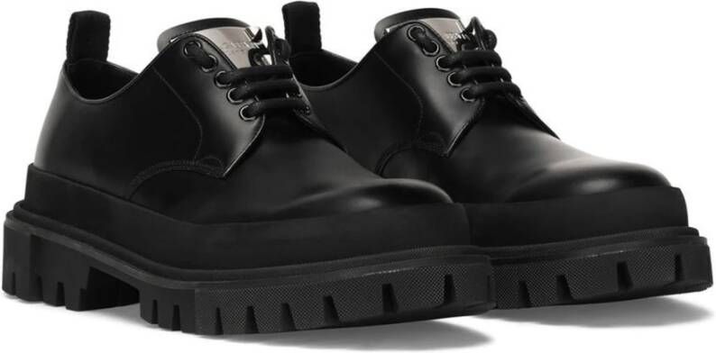 Dolce & Gabbana Leren Derbies met Vetersluiting Black Heren