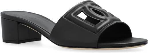 Dolce & Gabbana Leren hoge hakken slides Black Dames