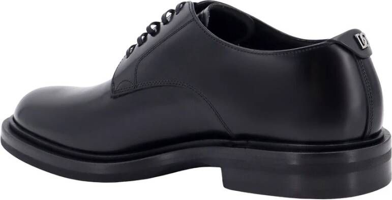 Dolce & Gabbana Zwarte platte schoenen Derby Spazzolato Black Heren