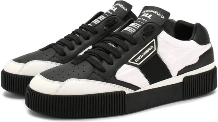 Dolce & Gabbana Leren Lage Sneakers Zwart Wit Black Dames