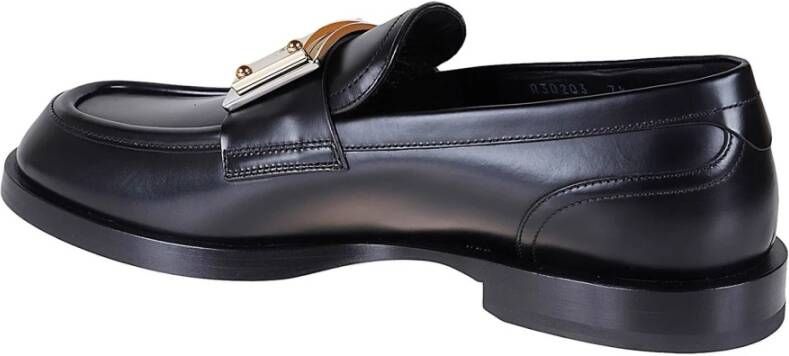 Dolce & Gabbana Leren Loafers met Top Logo Plaque Black Heren