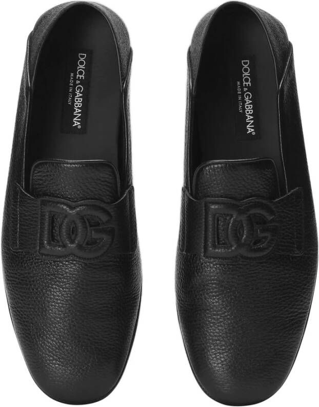 Dolce & Gabbana Leren Logo Loafers Black Heren