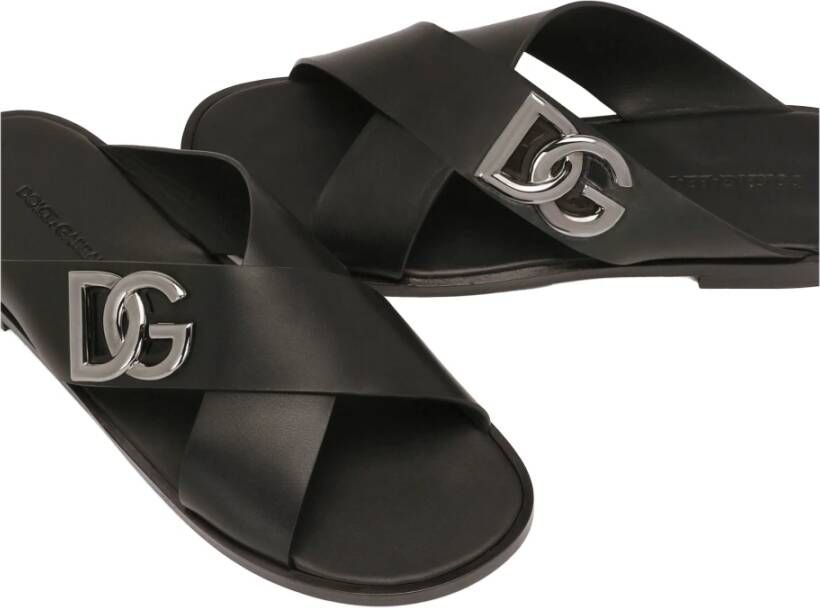 Dolce & Gabbana Leren Sandalen Black Heren