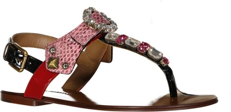 Dolce & Gabbana Leren Sandalen Kristalversiering Vrouwen Multicolor Dames