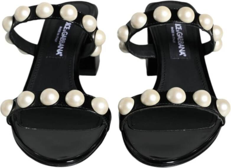 Dolce & Gabbana Leren sandalen met parels Black Dames