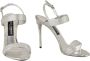 Dolce & Gabbana Metallic Leren Sandalen met Versierd Bovenwerk Gray Dames - Thumbnail 2