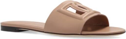 Dolce & Gabbana Leren Slides Beige Dames