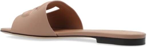 Dolce & Gabbana Leren Slides Beige Dames