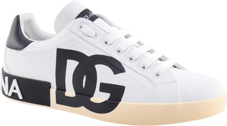 Dolce & Gabbana Leren Sneakers met Monogram White Heren