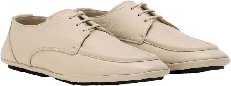 Dolce & Gabbana Leren veterschoenen met logo Beige Heren