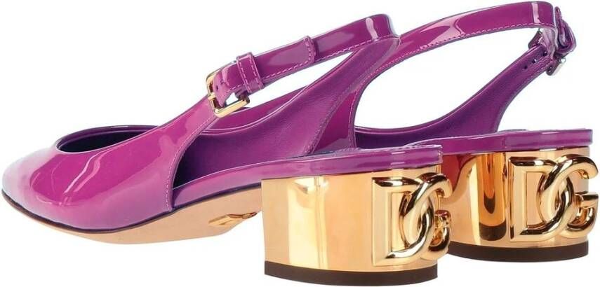 Dolce & Gabbana Lila Leren Pumps met Bandje Purple Dames