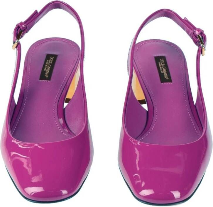 Dolce & Gabbana Lila Leren Pumps met Bandje Purple Dames