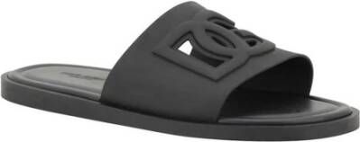 Dolce & Gabbana Logo Cut-Out Flip-Flops Black Heren