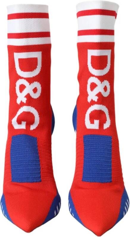 Dolce & Gabbana Logo Detail Enkellaarzen Rood Blauw Multicolor Dames