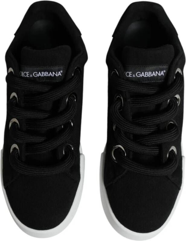 Dolce & Gabbana Logo Detail Portofino Sneakers Vrouwen Zwart Black Dames