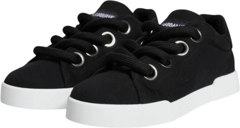 Dolce & Gabbana Logo Detail Portofino Sneakers Vrouwen Zwart Black Dames