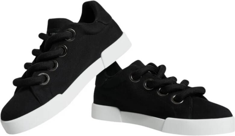 Dolce & Gabbana Logo Detail Portofino Sneakers Vrouwen Zwart Black Dames