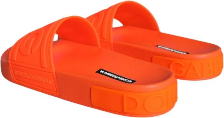 Dolce & Gabbana Logo Detail Rubber Slides Sandalen Orange Dames