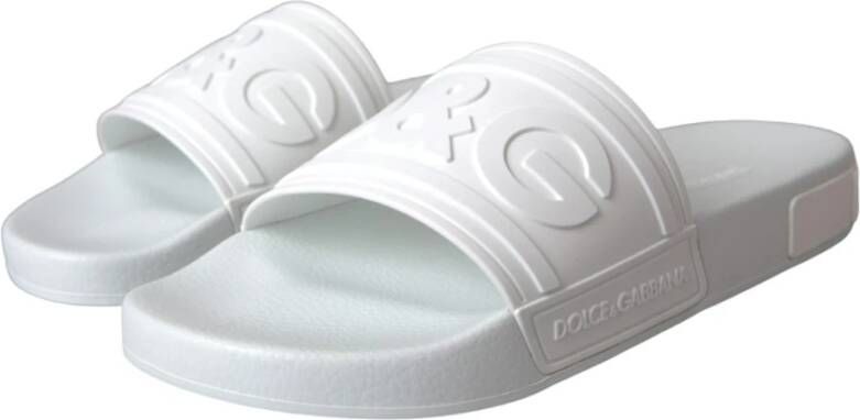 Dolce & Gabbana Logo Detail Rubber Slides Sandalen White Heren