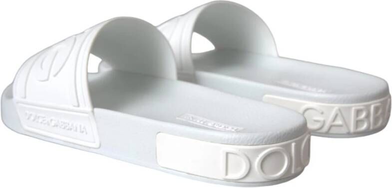 Dolce & Gabbana Logo Detail Rubber Slides Sandalen White Heren