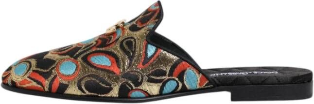 Dolce & Gabbana Logo Jacquard Platte Sandalen Leren Zool Multicolor Dames