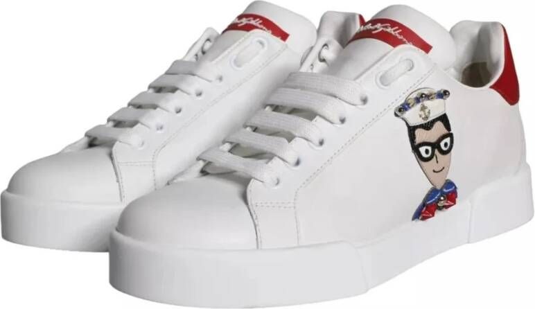 Dolce & Gabbana Logo Lage Sneakers in Wit Rood White Dames