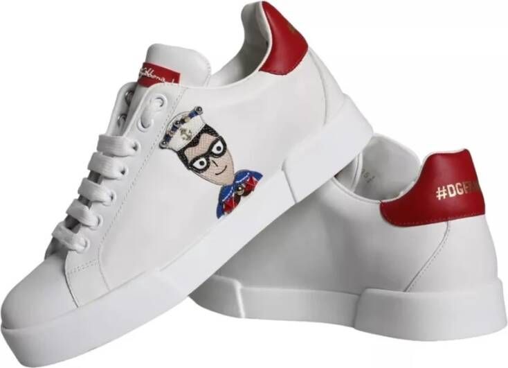 Dolce & Gabbana Logo Lage Sneakers in Wit Rood White Dames