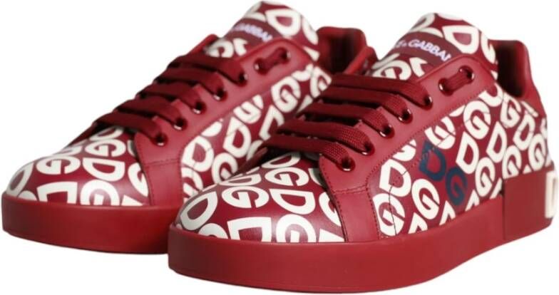 Dolce & Gabbana Logo Print Lage Sneakers Red Dames