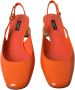 Dolce & Gabbana Logo Versierde Leren Slingback Hakken Orange Dames - Thumbnail 10