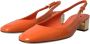 Dolce & Gabbana Logo Versierde Leren Slingback Hakken Orange Dames - Thumbnail 11