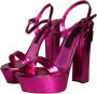 Dolce & Gabbana Logo Versierde Plateau Sandalen Pink Dames - Thumbnail 3