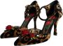 Dolce & Gabbana Luipaard Bloemen Kristal Enkelband Pumps Brown Dames - Thumbnail 3